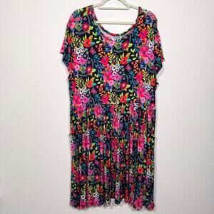 Muse Threads Womens Dress Size 3XL/4XL Floral Bold Casual Flowy Black